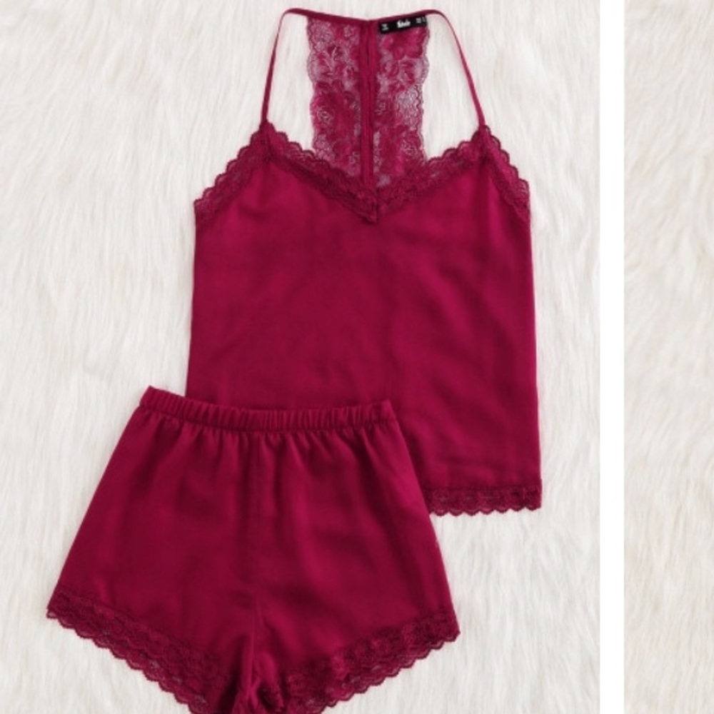 Lace Racerback Cami and Shorts Pajama Set